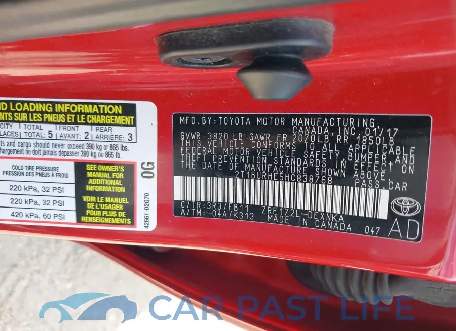 2T1BURHE5HC838768# 9