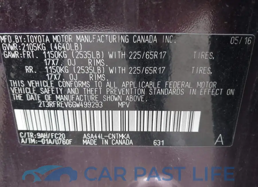 2T3RFREV6GW499293# 9