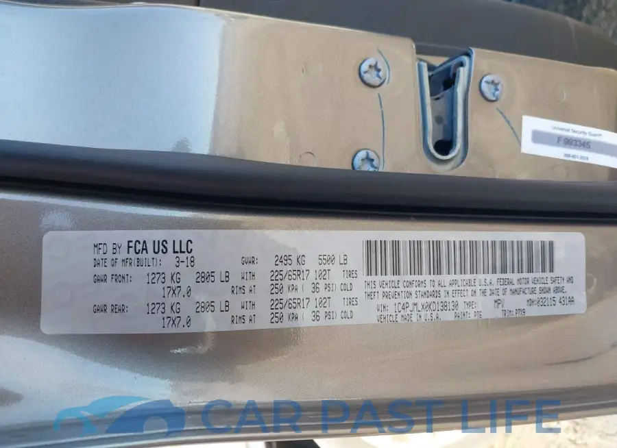 1C4PJMLX0KD138130# 9
