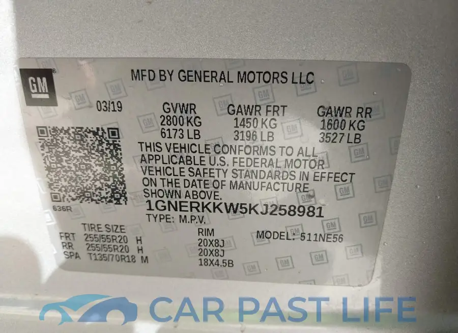 1GNERKKW5KJ258981# 9