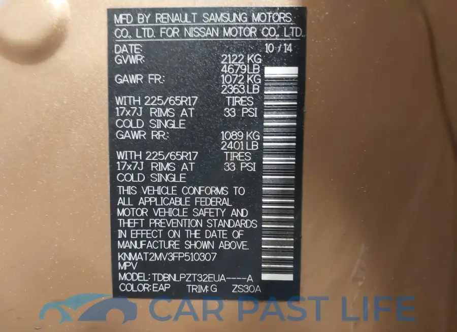 KNMAT2MV3FP510307# 9