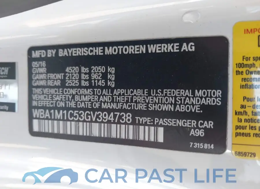 WBA1M1C53GV394738# 9