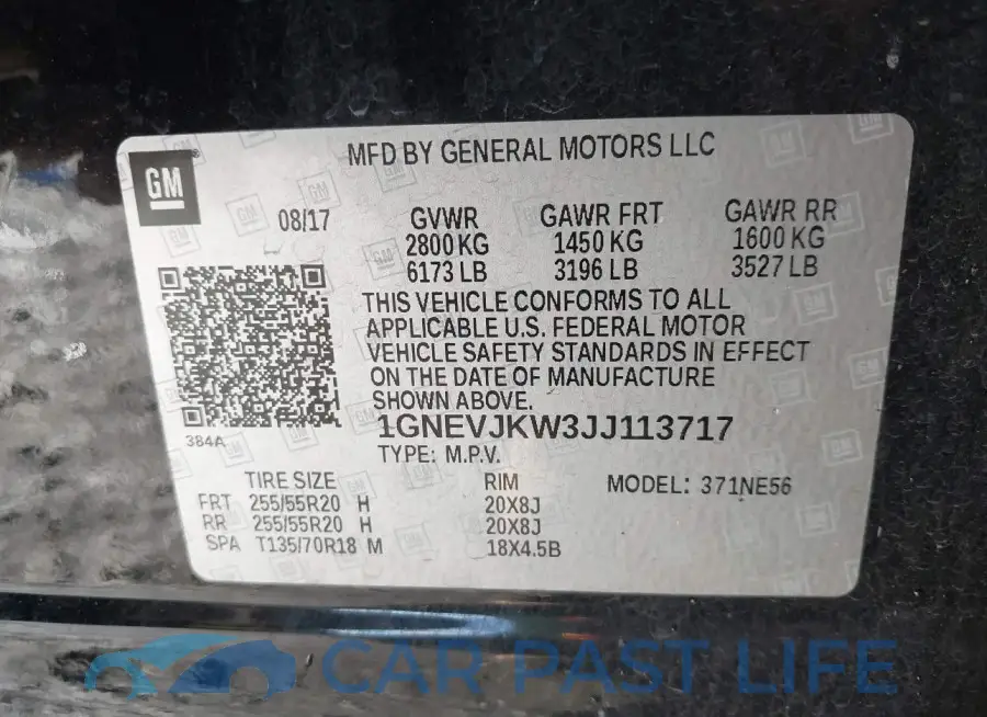 1GNEVJKW3JJ113717# 9