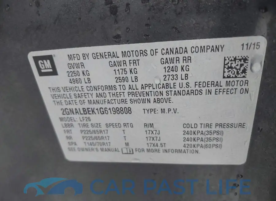 2GNALBEK1G6198808# 9