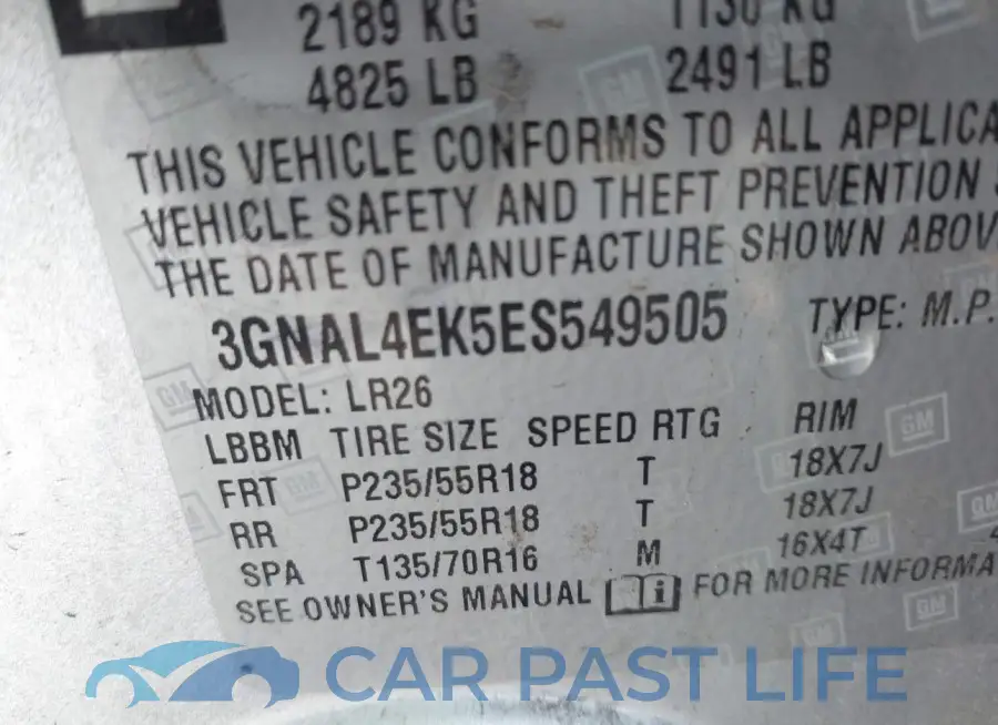 3GNAL4EK5ES549505# 9