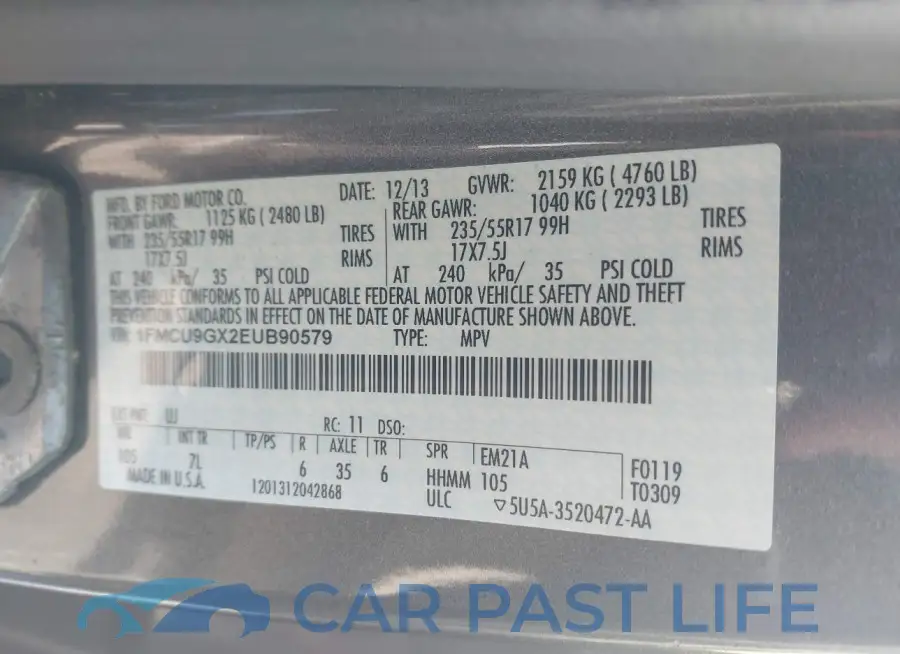 1FMCU9GX2EUB90579# 9