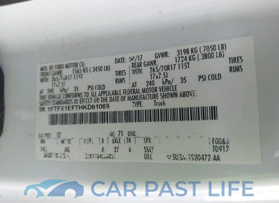 1FTFX1EF7HKD61069# 9