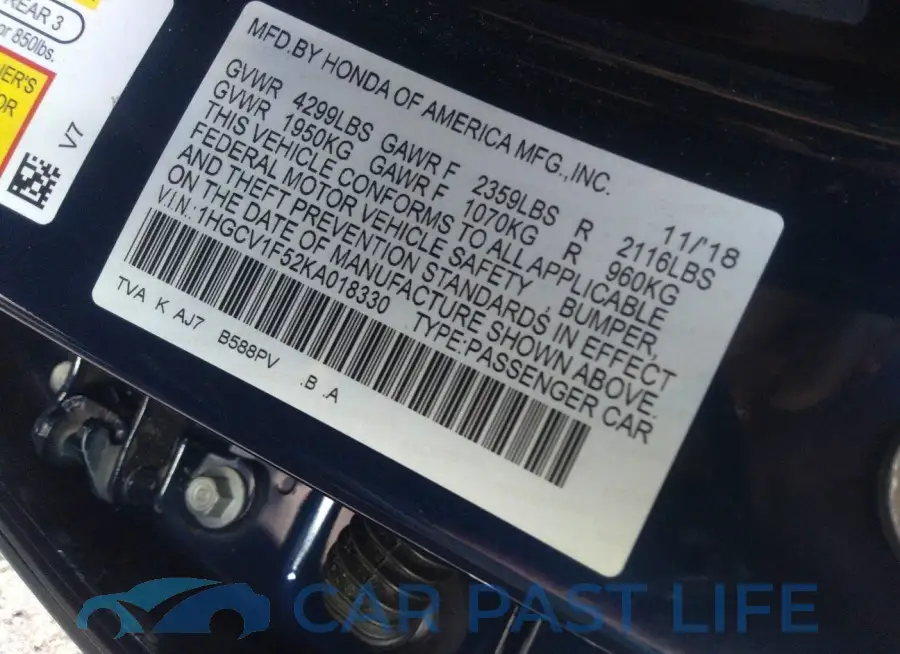 1HGCV1F52KA018330# 9