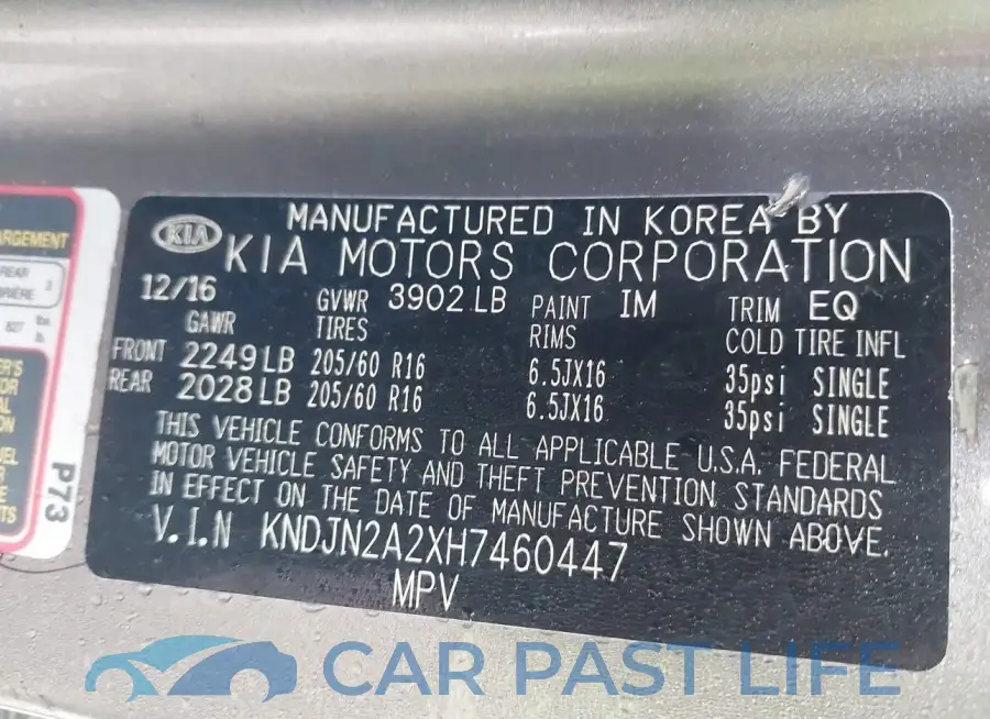 KNDJN2A2XH7460447# 9