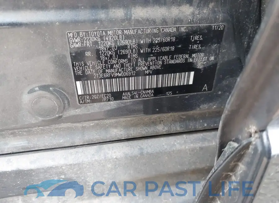 2T3E6RFV9MW006912# 9