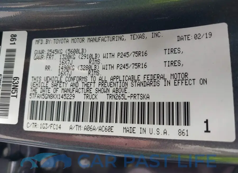 5TFAX5GN8KX145229# 9