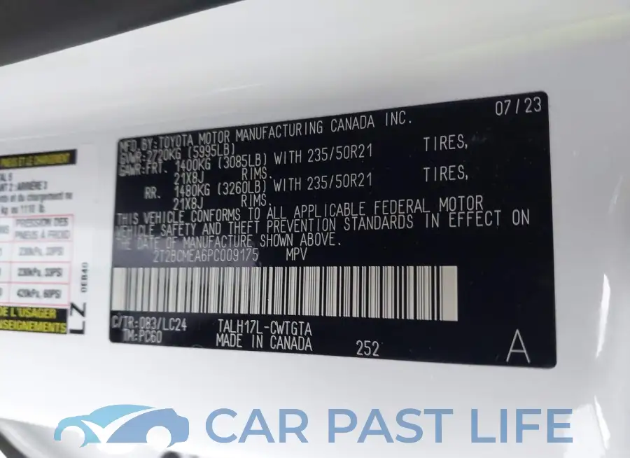 2T2BCMEA6PC009175# 9