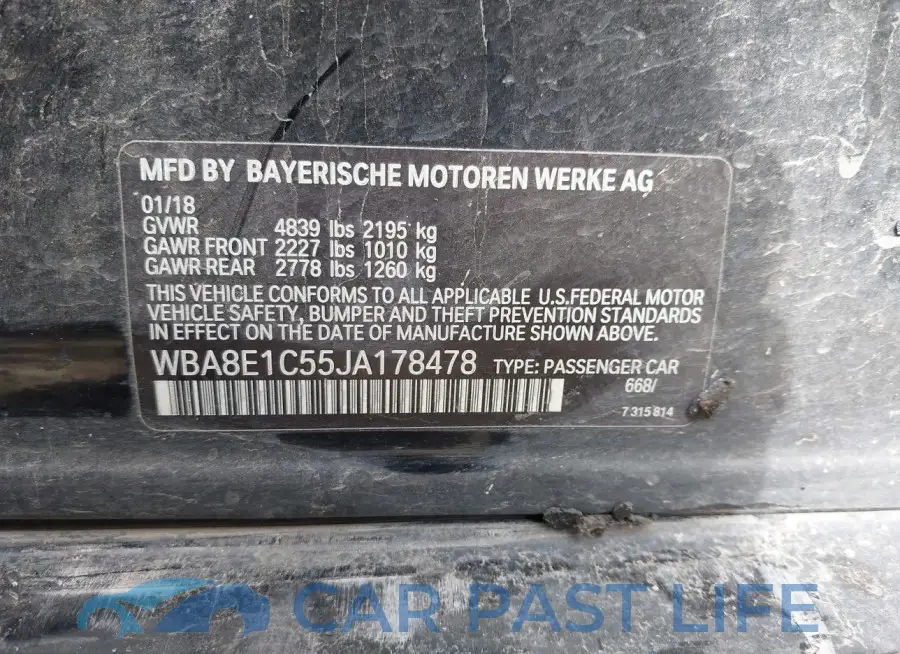 WBA8E1C55JA178478# 9