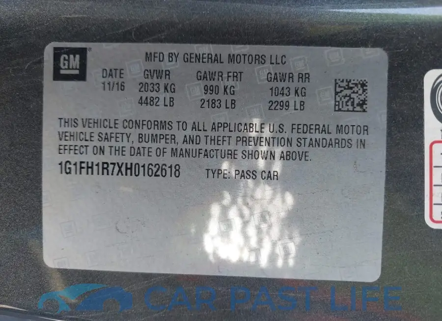 1G1FH1R7XH0162618# 9
