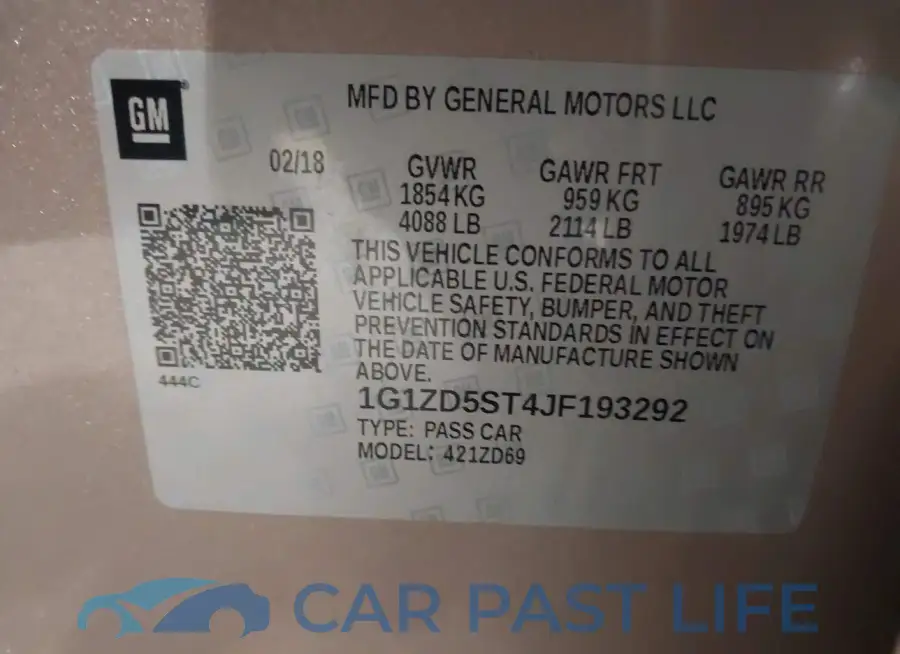 1G1ZD5ST4JF193292# 9