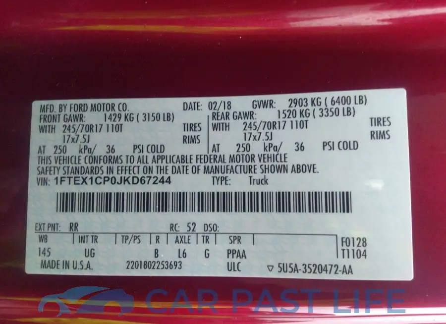 1FTEX1CP0JKD67244# 9