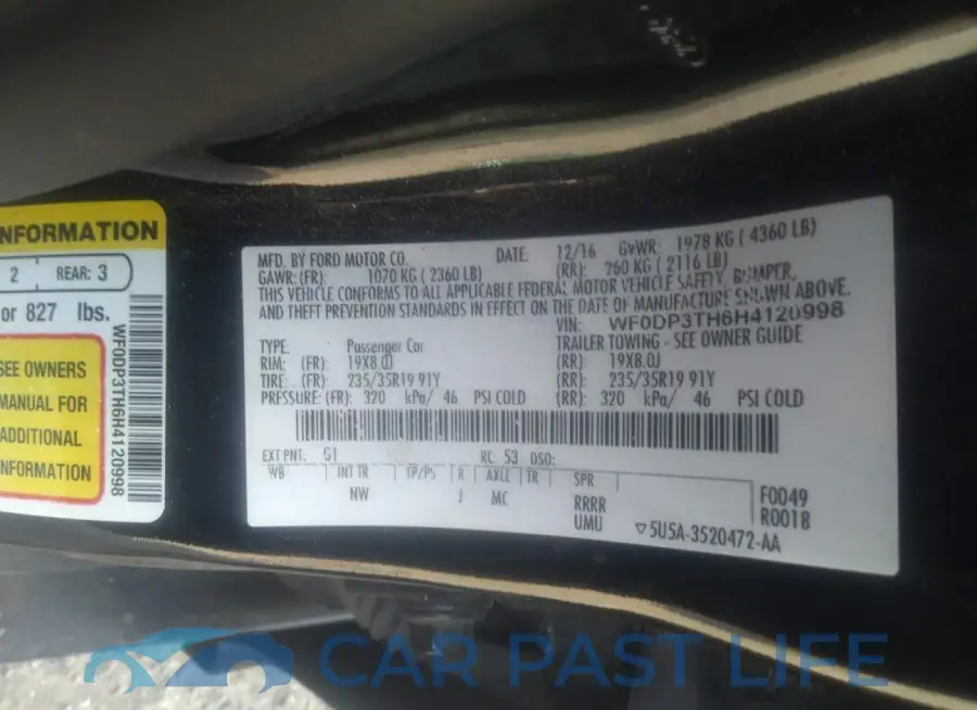 WF0DP3TH6H4120998# 9