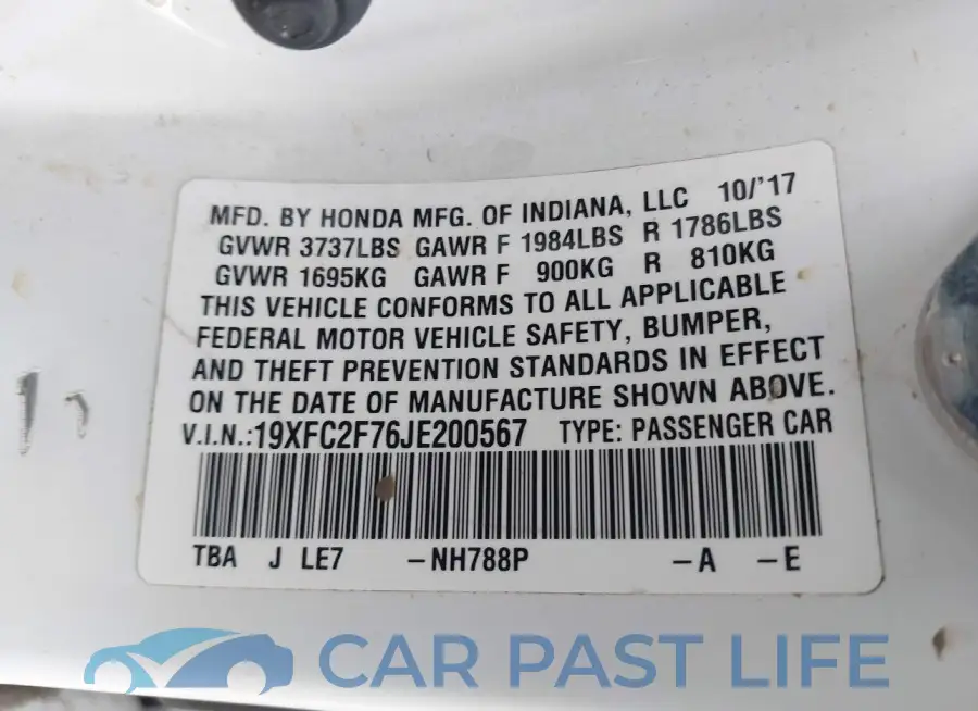 19XFC2F76JE200567# 9