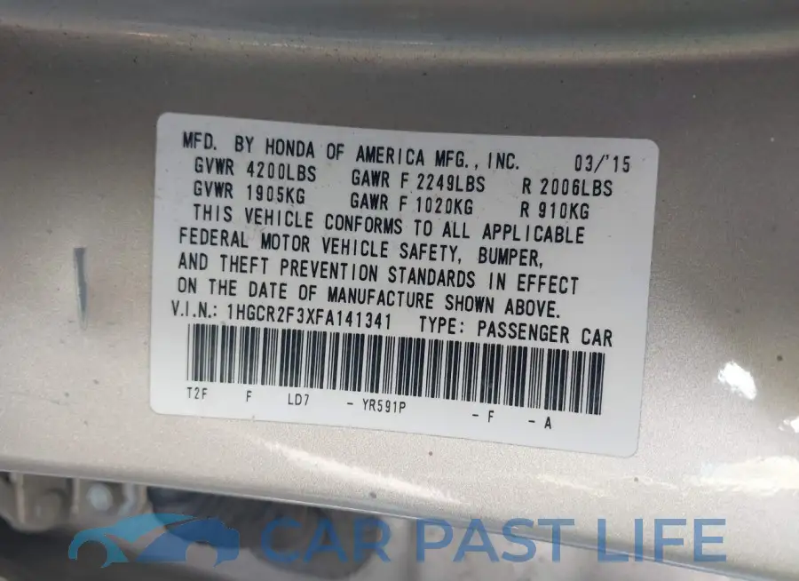1HGCR2F3XFA141341# 9