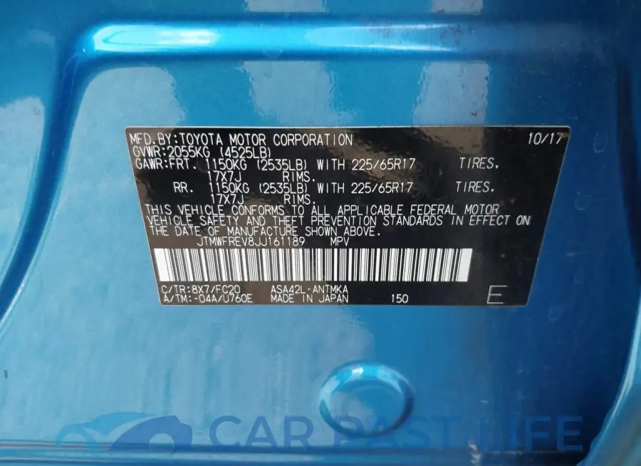 JTMWFREV8JJ161189# 9