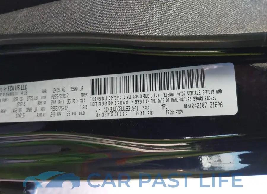 1C4BJWDG8JL931541# 9