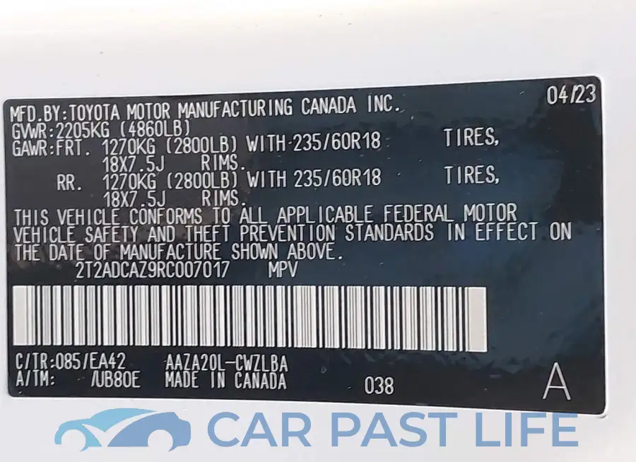 2T2ADCAZ9RC007017# 9