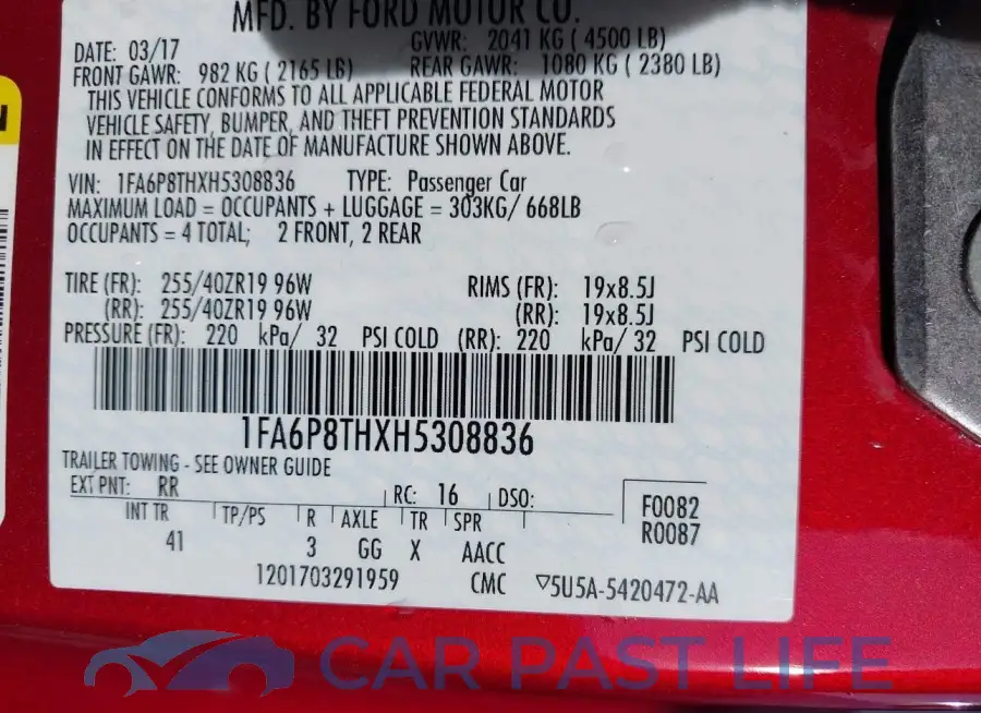 1FA6P8THXH5308836# 9