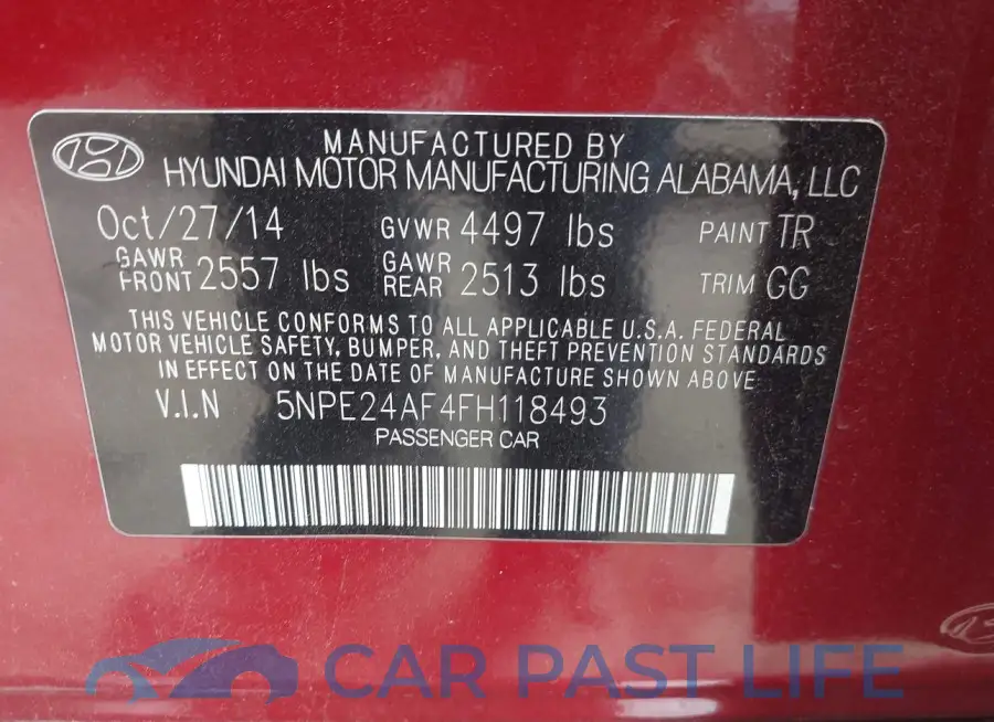 5NPE24AF4FH118493# 9