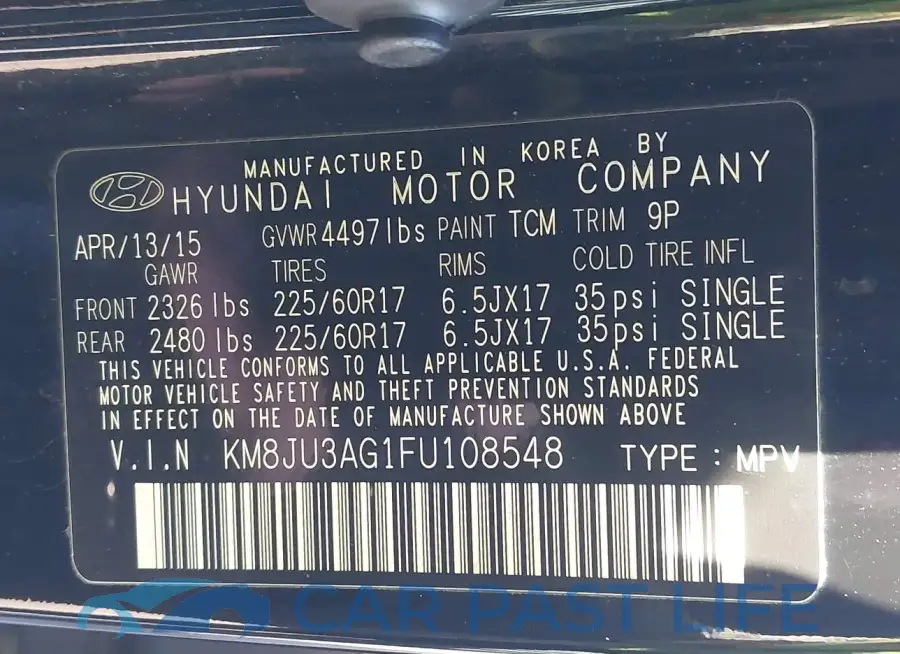 KM8JU3AG1FU108548# 9