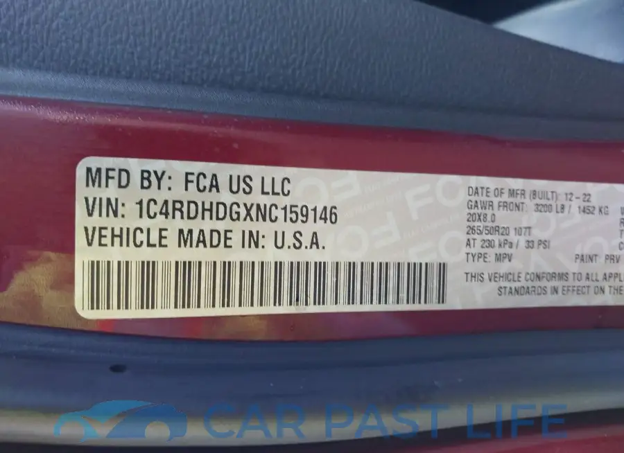 1C4RDHDGXNC159146# 9