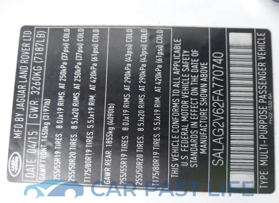 SALAG2V62FA770740# 9
