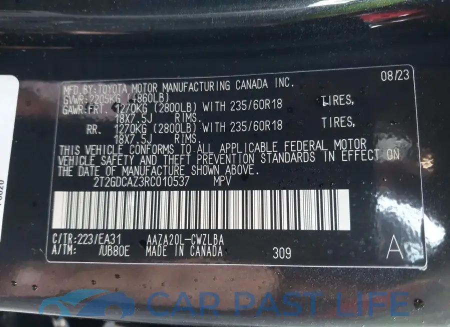 2T2GDCAZ3RC010537# 9