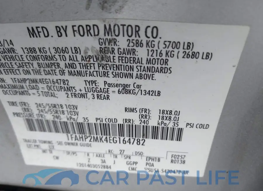 1FAHP2MK4EG164782# 9