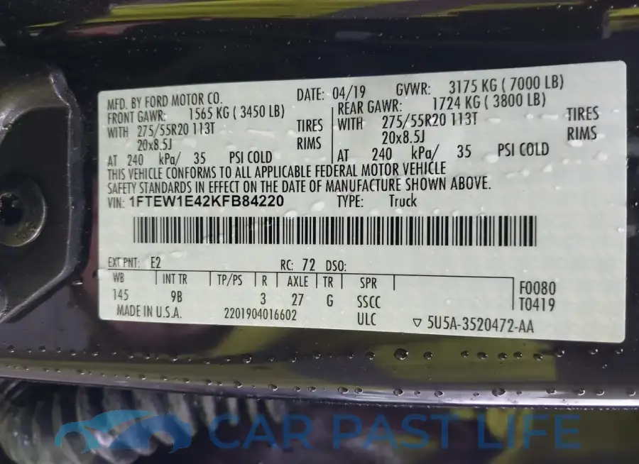 1FTEW1E42KFB84220# 9