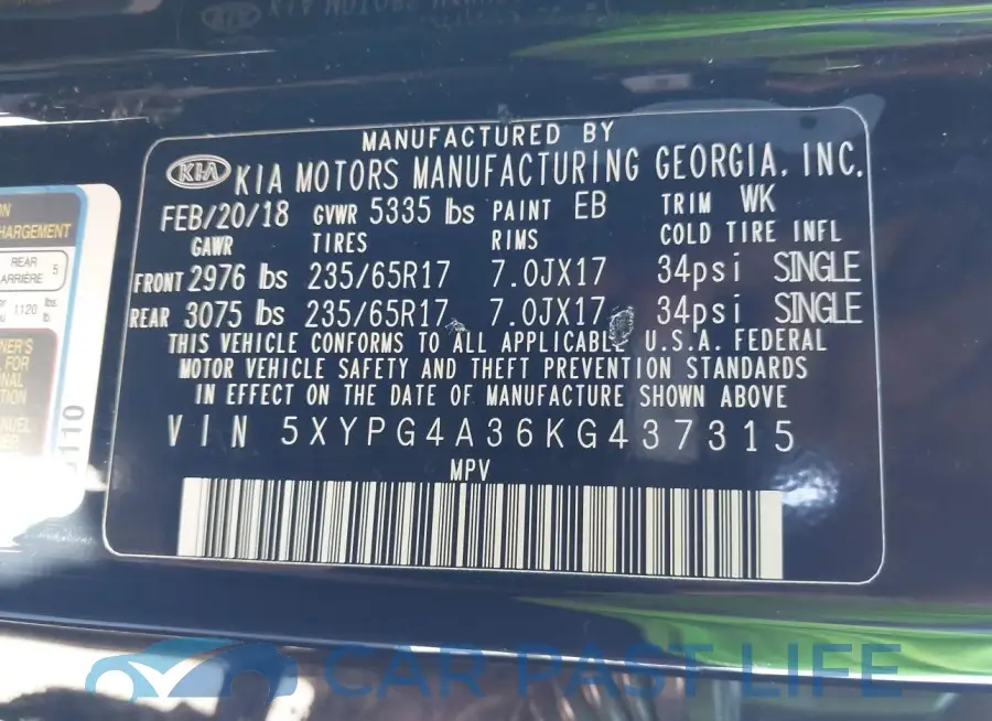 5XYPG4A36KG437315# 9