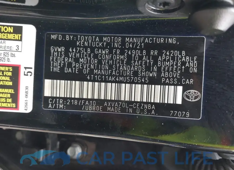 4T1C11AK4MU570545# 9
