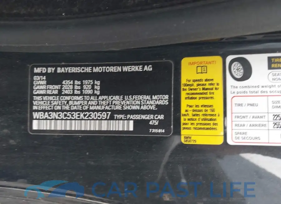 WBA3N3C53EK230597# 9
