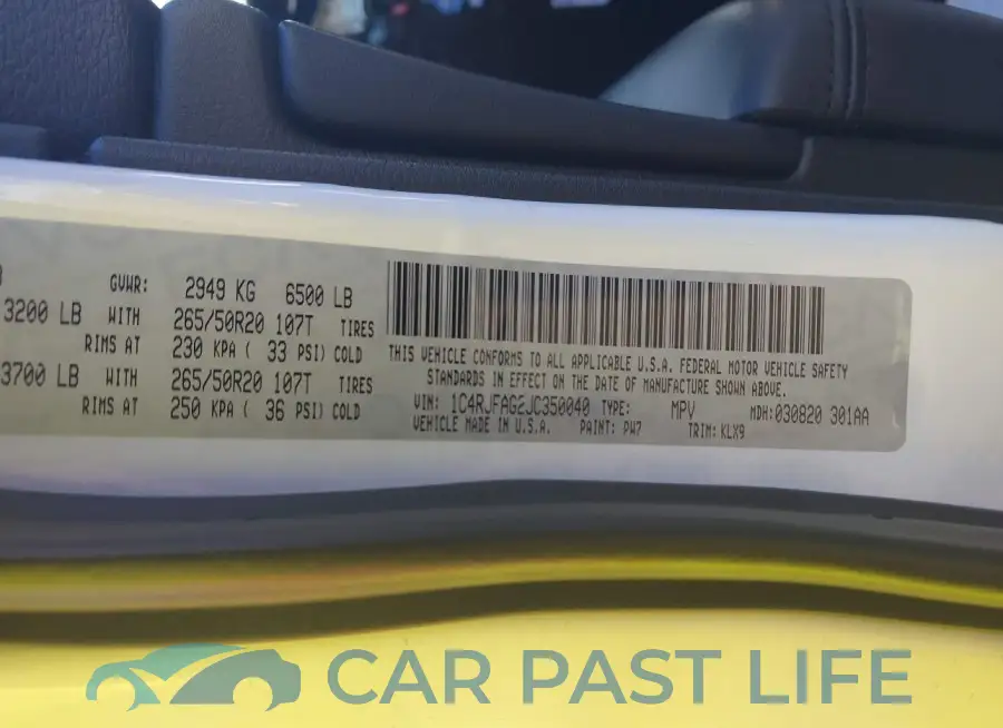 1C4RJFAG2JC350040# 9