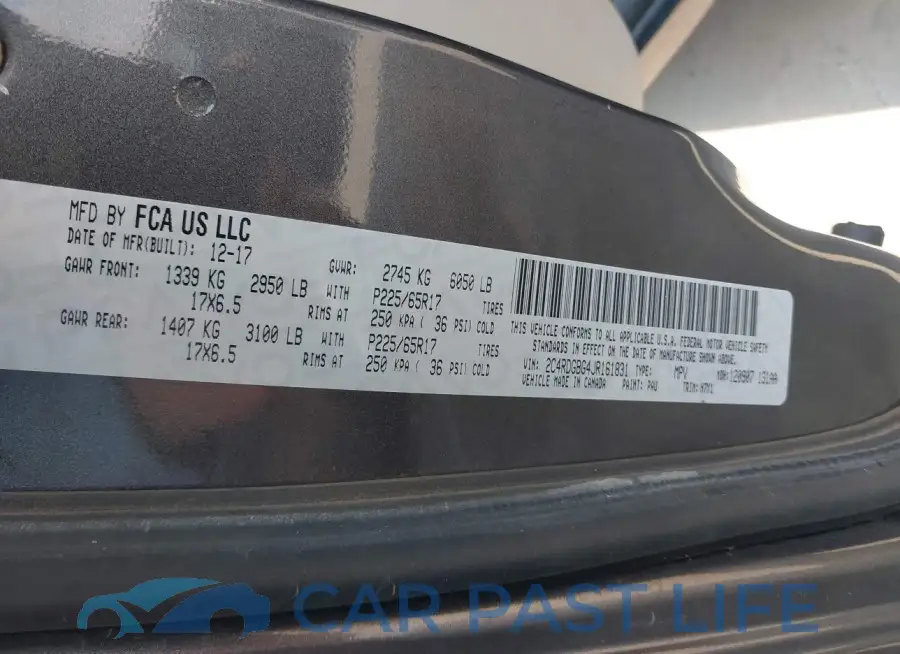 2C4RDGBG4JR161831# 9