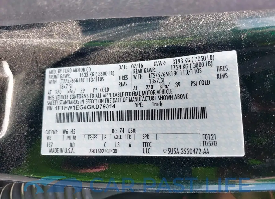 1FTFW1EG4GKD79314# 9