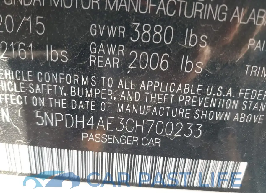 5NPDH4AE3GH700233# 9