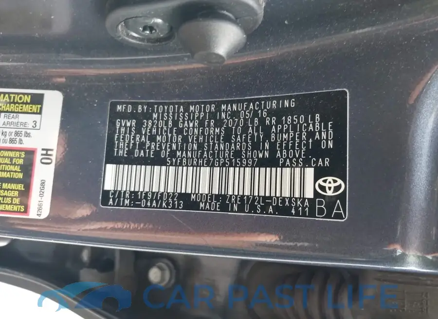 5YFBURHE7GP515997# 9
