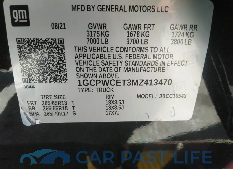 1GCPWCET3MZ413470# 9