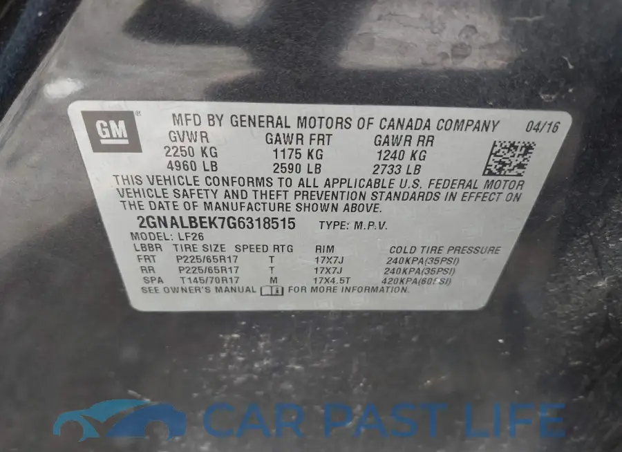 2GNALBEK7G6318515# 9