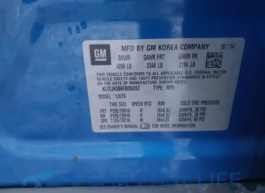 KL7CJKSB6FB059262# 9