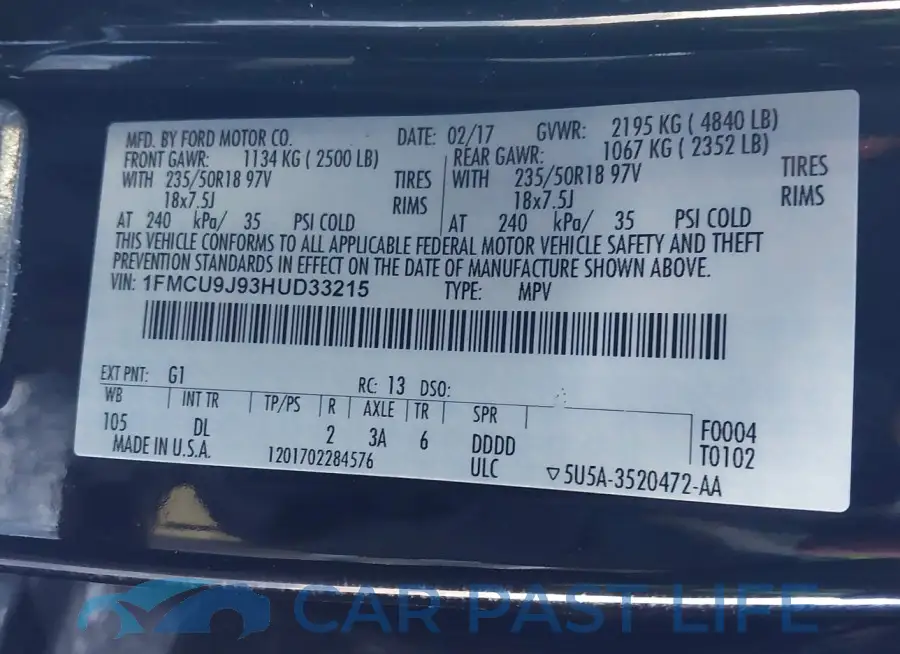1FMCU9J93HUD33215# 9