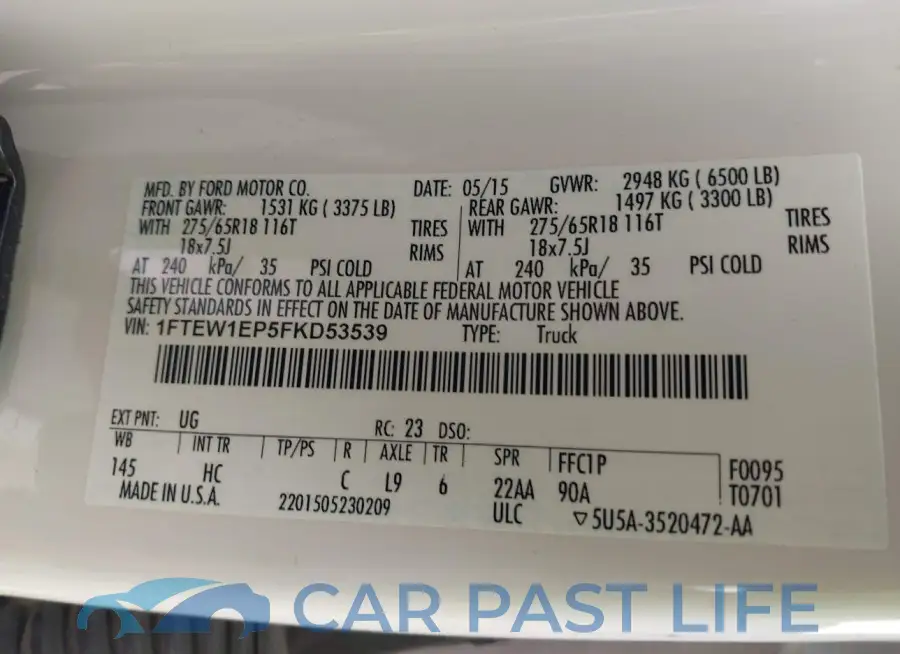 1FTEW1EP5FKD53539# 9