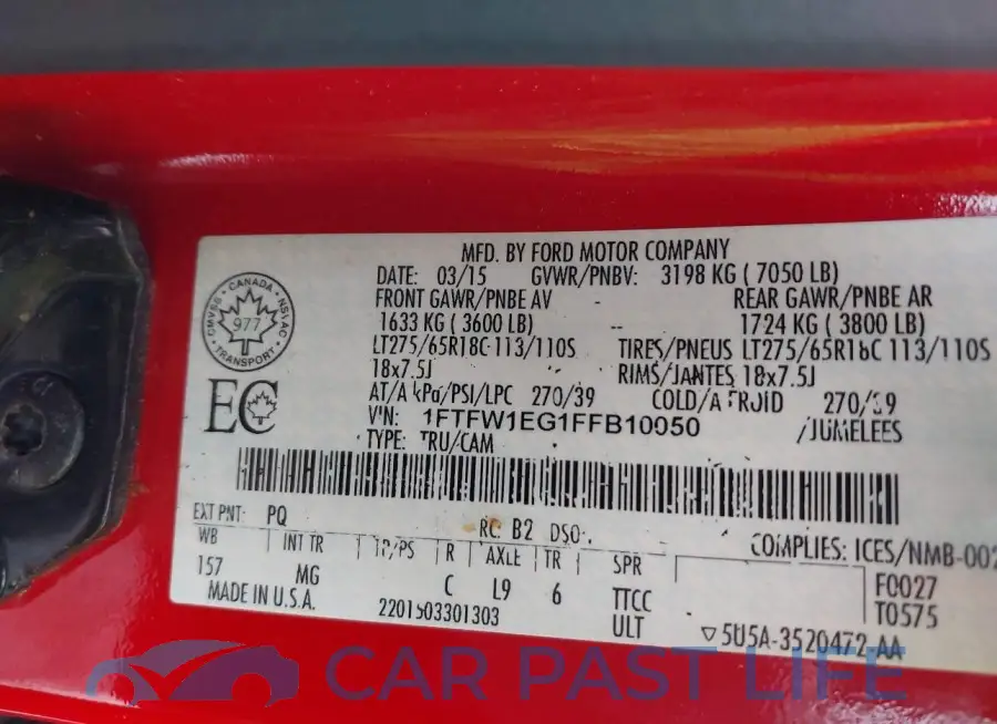 1FTFW1EG1FFB10050# 9