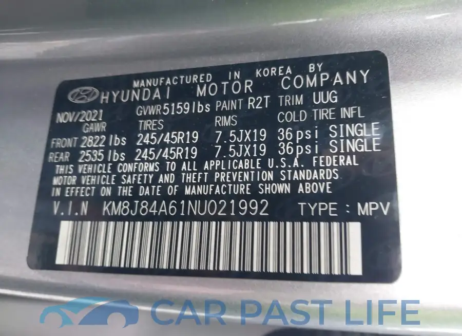 KM8J84A61NU021992# 9