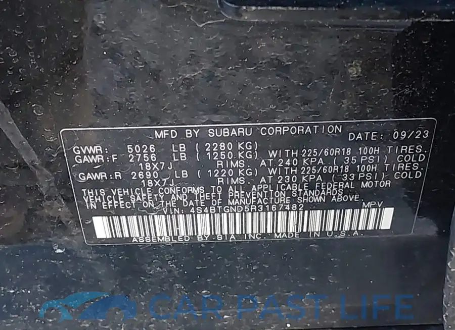 4S4BTGND5R3167482# 9